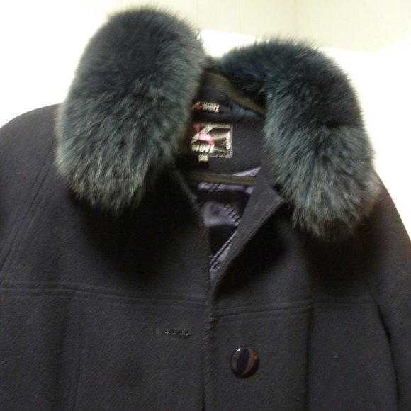 ELEGANT Winter Wool Blend Coat with Removable Fur Collar Sz 46( UK) - Picture 4 of 15